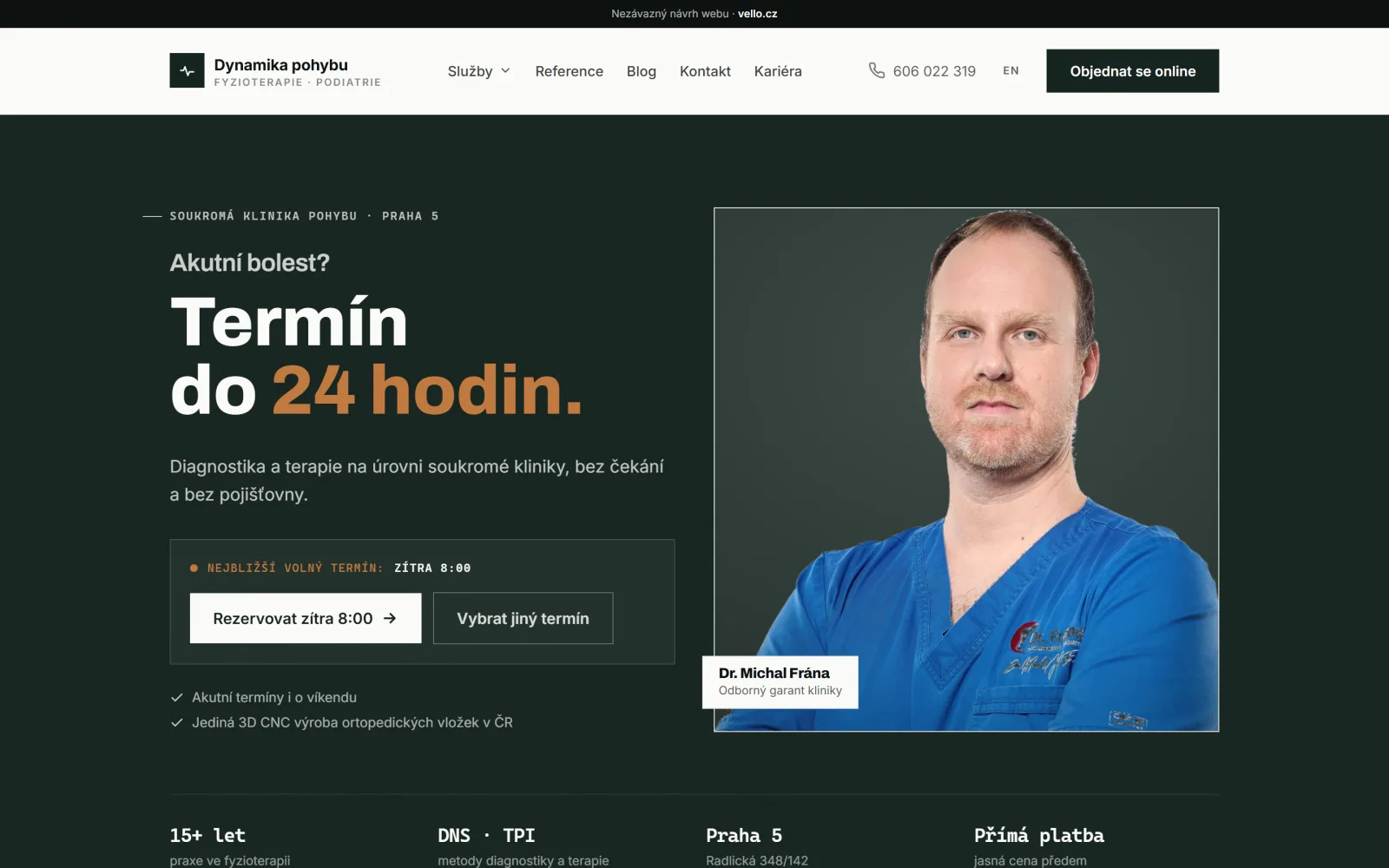Dynamika pohybu — Návrh webu kliniky